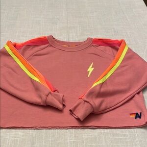 New Aviator Nation Rose Cropped Sweatshirt Size M